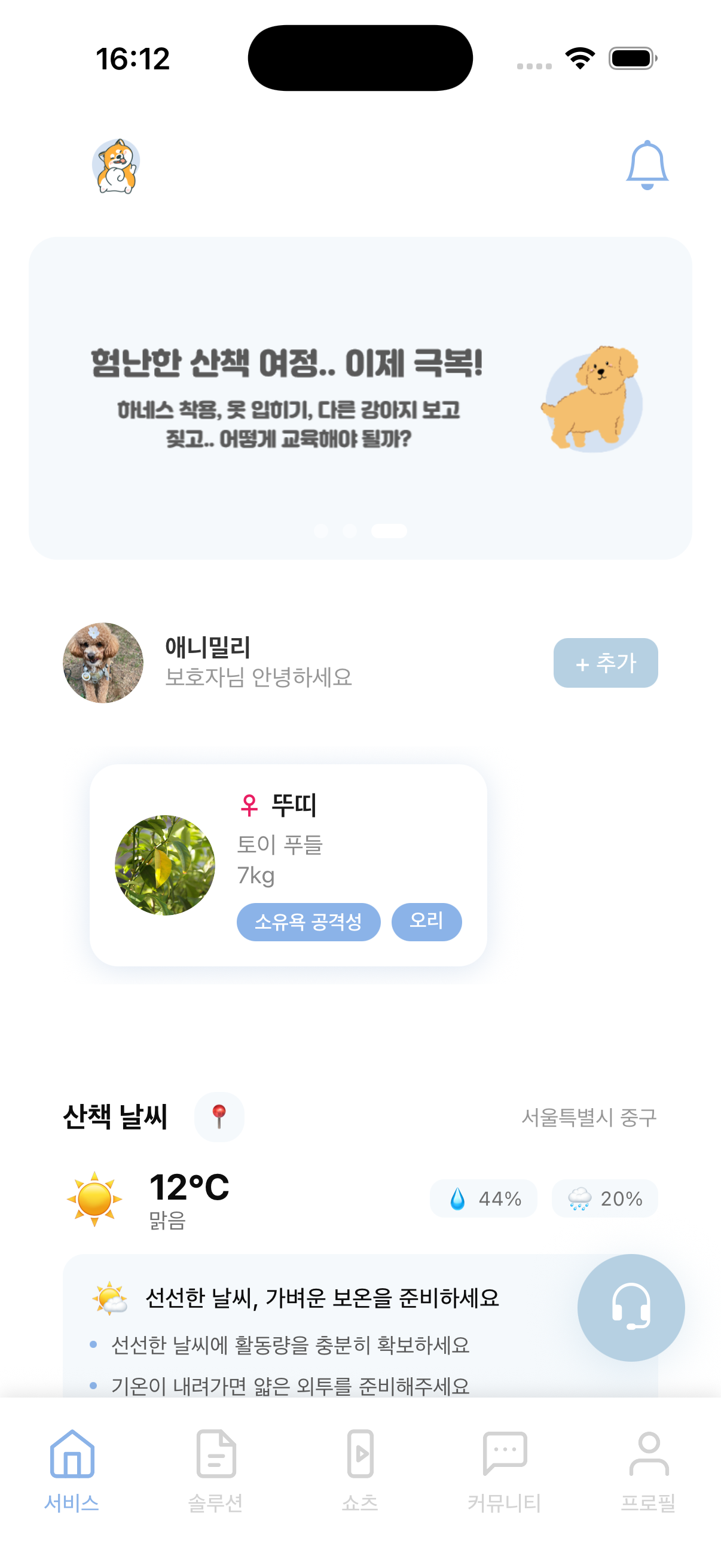 애니밀리 홈화면